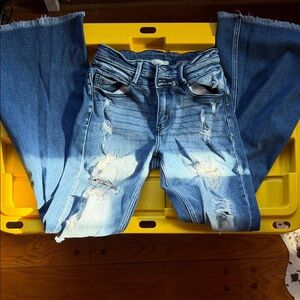 KanCan Distressed Flare Jeans in Blue